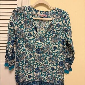Calypso St. Barth Blue and White Floral Women's Tunic